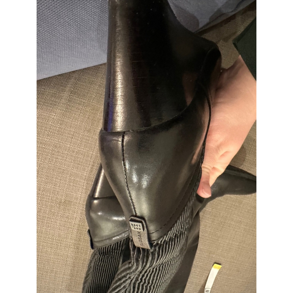 Women's Rudsak Black Leather Wedge Knee High Boots - Picture 6 of 12